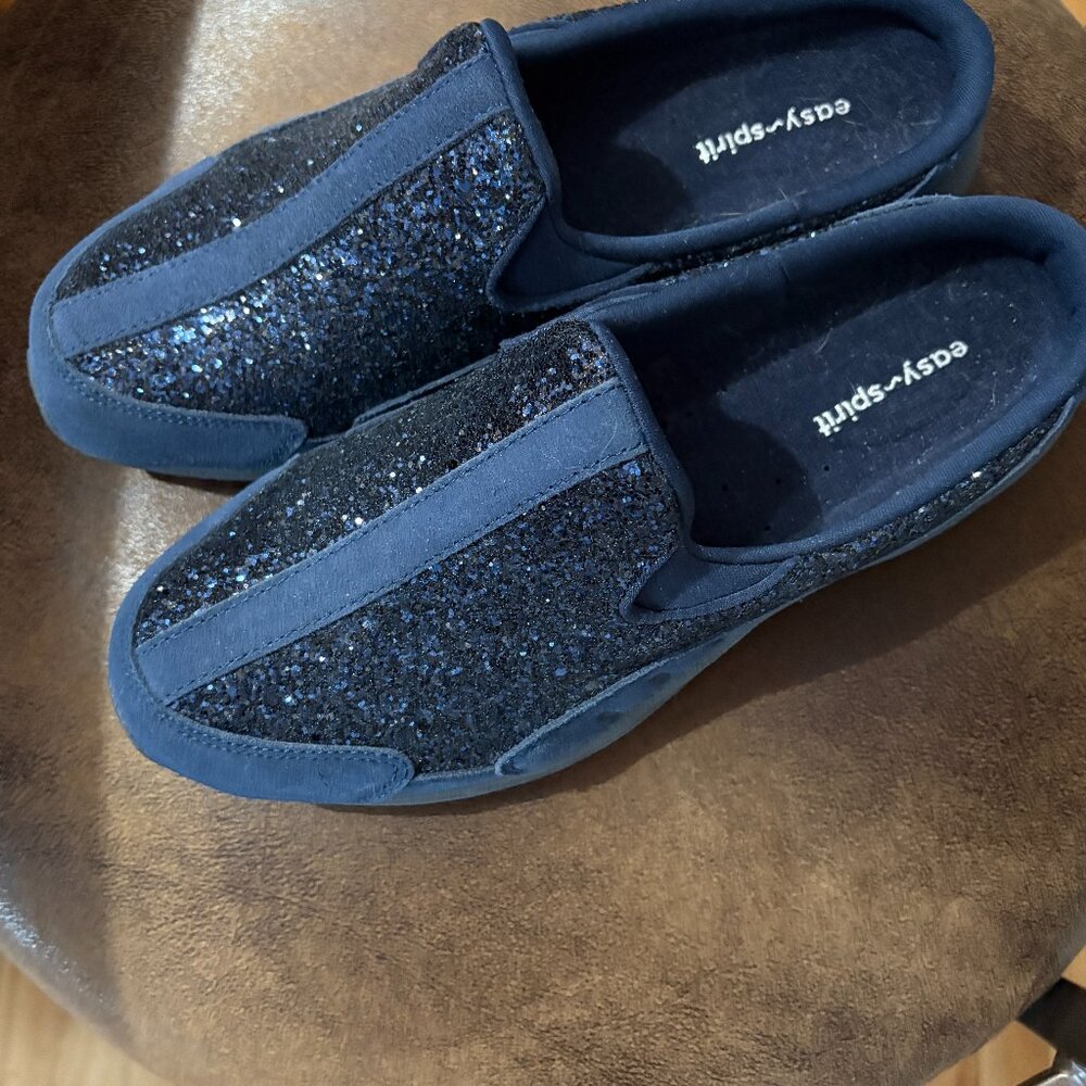 Easy Spirit Traveltime  Blue Sparkle  Clogs  Sz 9.5 M